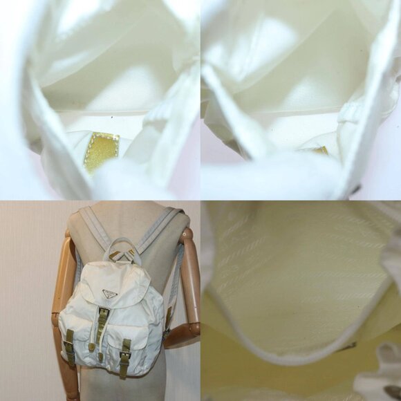 PRADA Backpack Nylon White Silver Auth 85291V - Picture 14 of 15